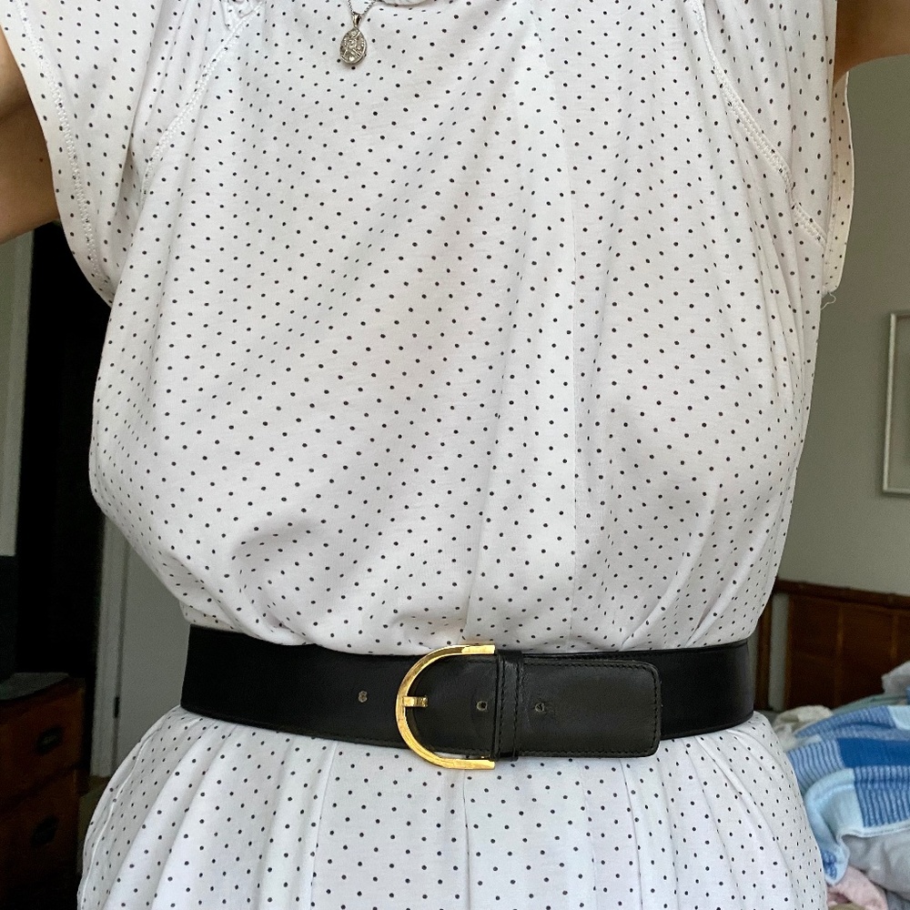 Lanvin Belt Black Leather・Made in Italy ・Women Size S/M